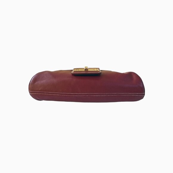 Vintage Lauren Ralph Lauren Baguette Bag Burgundy Red Leather Twist-Lock Y2K 90s - Picture 6 of 11